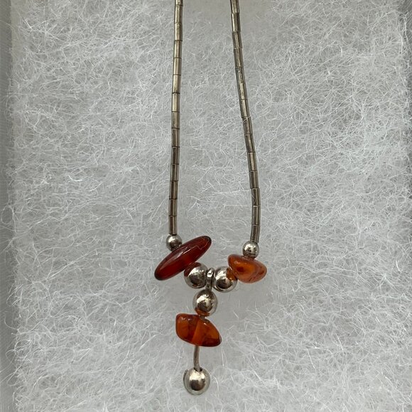 Amber Native Liquid Silver Necklace 16” - Picture 5 of 5